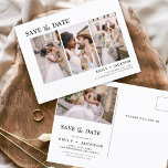 Editable Elegant Save the Date 4 Foto Einfach Postkarte<br><div class="desc">Modernes und elegantes Landschaftsbild Horizontal Vier (4) Foto Save the Date Hochzeitsmagnet mit handgeschriebener Schriftzeichen. Der Save the Date einladende Magnet beinhaltet Skripttypografie und schick und schlichtes Design,  mit dem Sie Ihre individuelle Verlobung Fotografie hinzufügen können.</div>