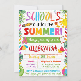 Editable End of School Party Schools Out Party Einladung