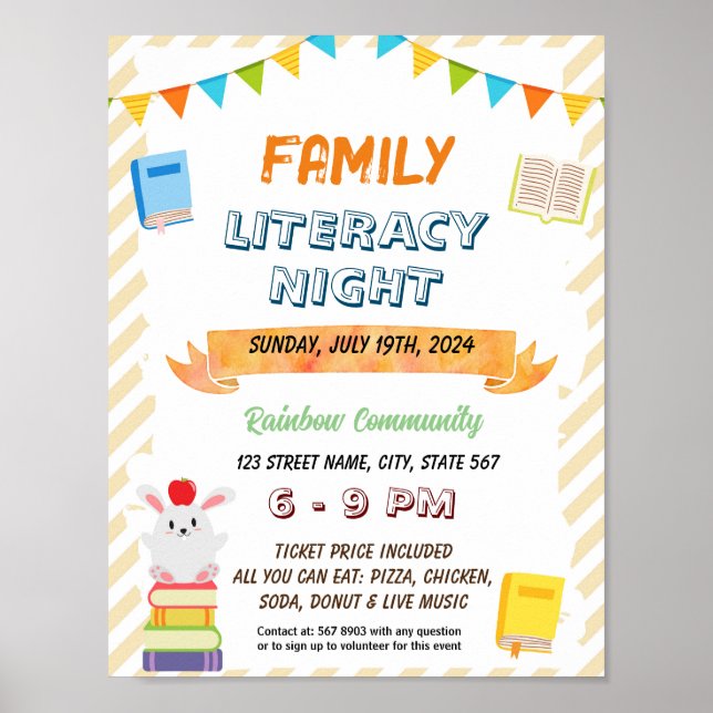 Editable Family Literaturnachts Flyer Poster (Vorne)
