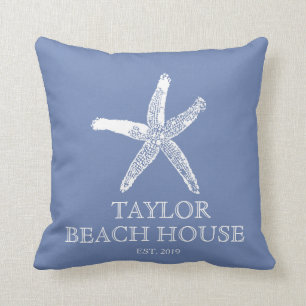 Editable Farbblaues Starfish-Strand-Haus-Kissen Kissen