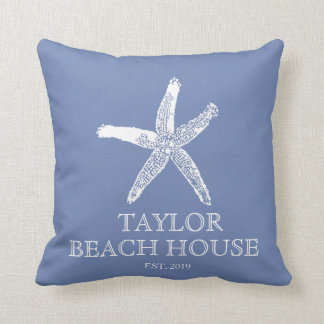 Editable Farbblaues Starfish-Strand-Haus-Kissen Kissen
