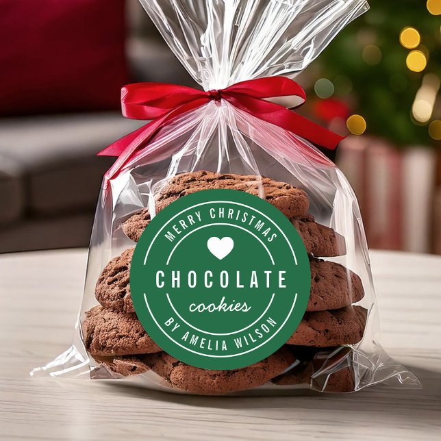 EDITABLE Farbe hausgemachte Waren Frohe Weihnachte Runder Aufkleber (Von Creator hochgeladen)