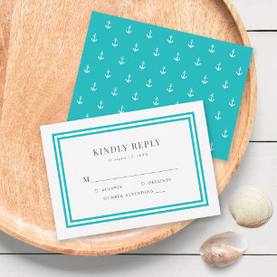 Editable Farbe Moderne klassische Ankerhochzeit RSVP Karte