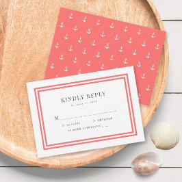 Editable Farbe Moderne klassische Ankerhochzeit RSVP Karte