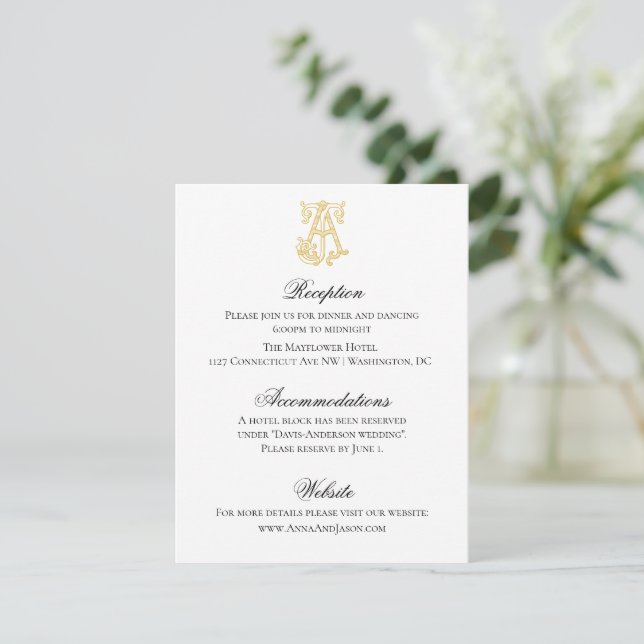 EDITABLE FARBEN AJ Monogram JA Monogram Einladung (Stehend Vorderseite)