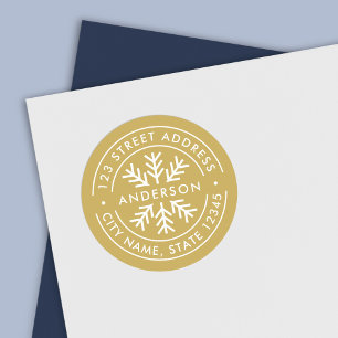 EDITABLE FARBEN Border Snowflake Rücksendeadresse Runder Aufkleber