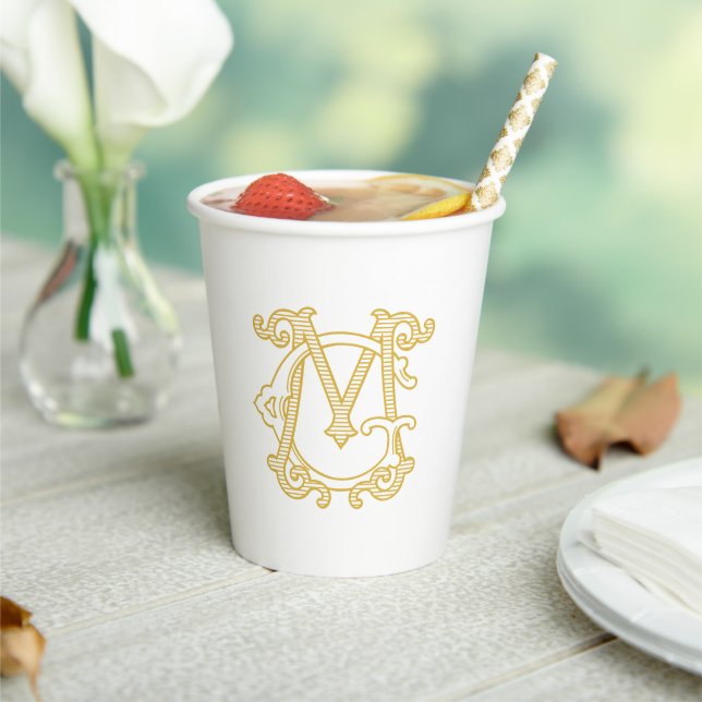 EDITABLE FARBEN GM Monogram MG Monogram Cups Pappbecher (In Situ)