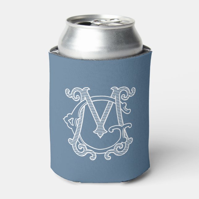 EDITABLE FARBEN GM Monogram MG Monogramm Gemütlich Dosenkühler (Kanne Vorderseite)