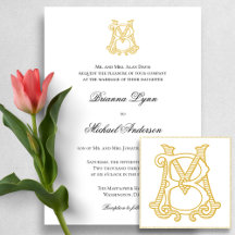 EDITABLE FARBEN MB Monogramm BM Einladung