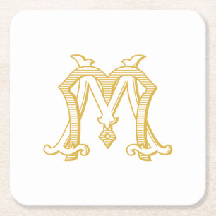 EDITABLE FARBEN MM Monogram MM Logo Party Unterset Rechteckiger Pappuntersetzer