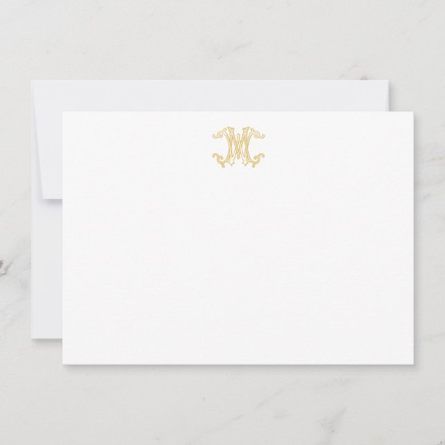 EDITABLE FARBEN WM Monogramm MW Monogramm-Notecard Mitteilungskarte (Vorderseite)