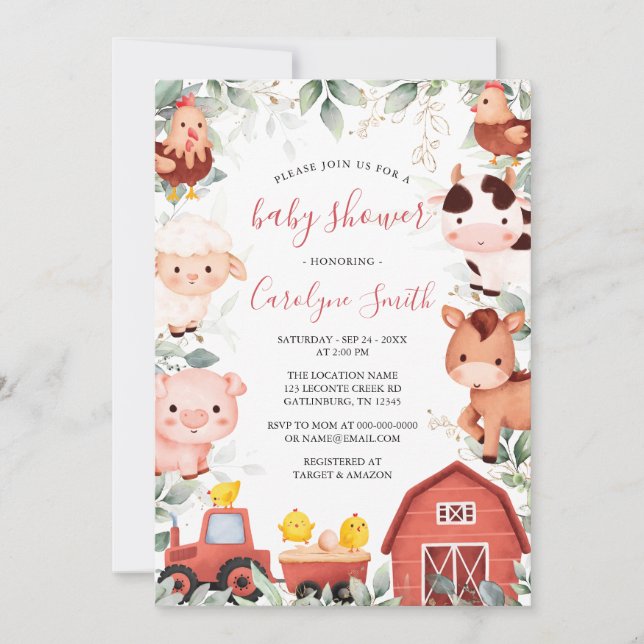 EDITABLE Farm Baby Shower Einladung (Vorderseite)