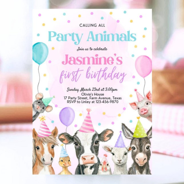 Editable Farm Girl Birthday Einladung, rosa Farm Einladung (Von Creator hochgeladen)