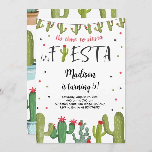 Editable Fiesta Birthday Einladung (Vorne/Hinten)