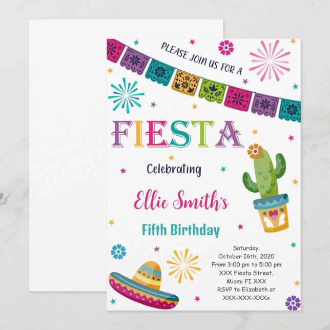 Editable Fiesta Einladung (Vorne/Hinten)