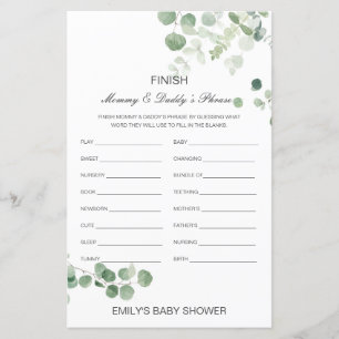 Editable Finish Mama und Vaters Phrase Baby Shower