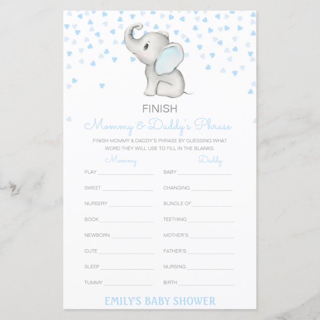 Editable Finish Mama und Vaters Phrase Baby Shower (Vorderseite)