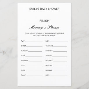 Editable Finish Mommy's Phrase Baby Shower