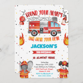 Editable Fire Truck Birthday Einladungen