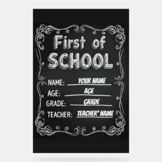 Editable First Day of School Sign Acrylschild
