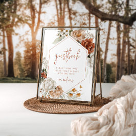 Editable Floral Sunset Wedding Gästebuchunterschri Poster