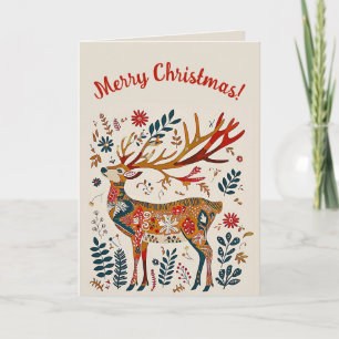 Editable Folk Art Dei Christmas Karte