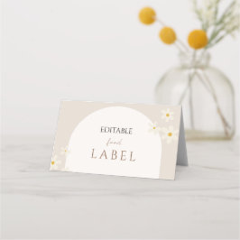 Editable Food Label, Boho Daisy Floral Design Platzkarte