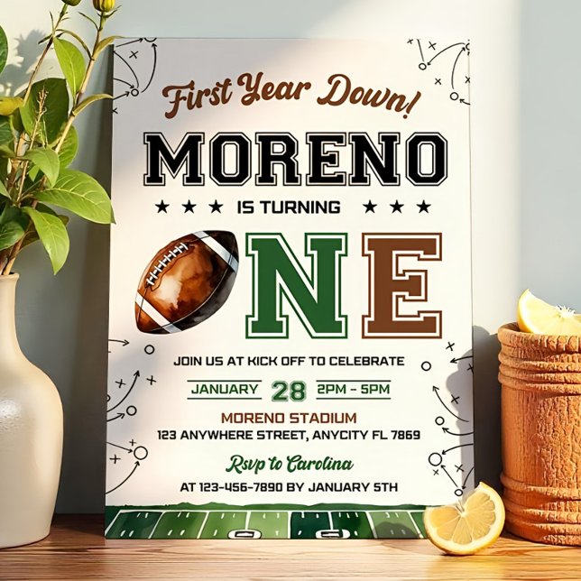 Editable Football Birthday Einladung Erstes Jahr 1 (Von Creator hochgeladen)