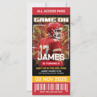 Editable Football Ticket Birthday Invitation