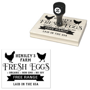 Editable Fresh Eggs Karton Briefmarke Hühner Banne Gummistempel