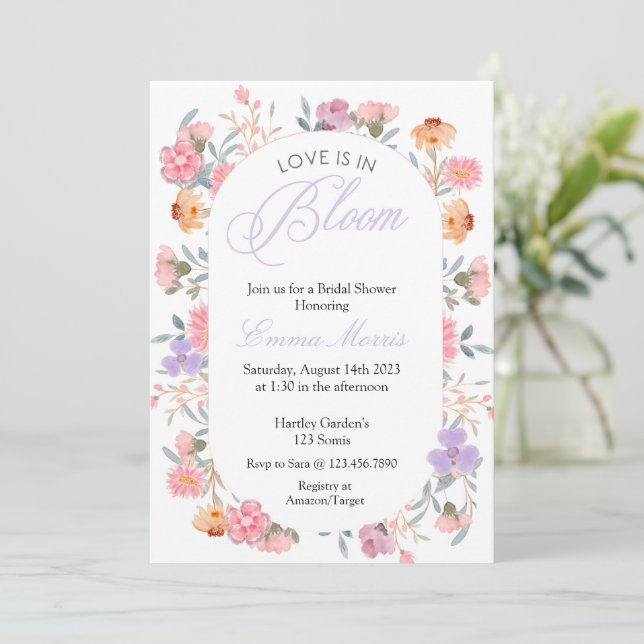 EDITABLE, Garden Brautparty, Bridal Einladung (Stehend Vorderseite)