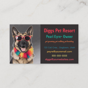 Editable German Shepherd Pet Resort Carte de visit