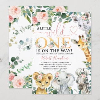 Editable Girl Safari Kinderdusche Einladung