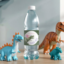 Editable Girl's Dinosaur Water Flasche Labels
