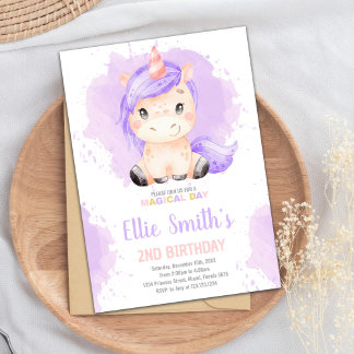 Editable Girls Fantasy Party Card with Stars Einladung
