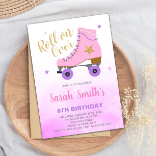 Editable Girls Roller Party laden Einladung