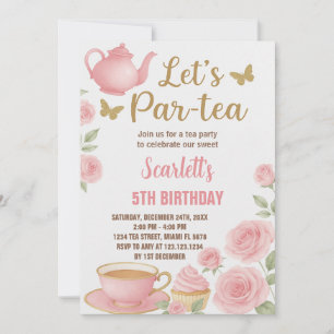 Editable Girl's Tea Party Einladung