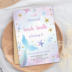 Editable Girls Under Sea Party Card with Ocean Einladung