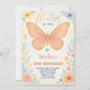 Editable Glitzer Butterfly Geburtstag Einladung
