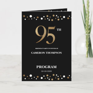 Editable Gold Black Confetti 95. Geburtstagsprogra Programm