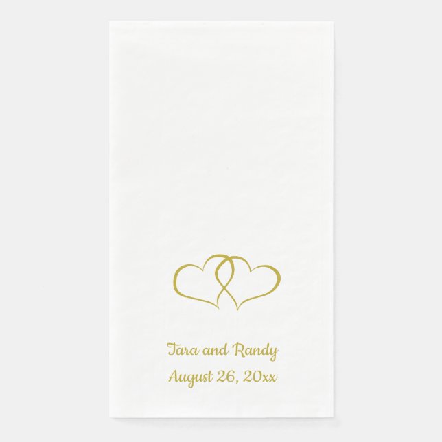Editable Gold Linked Hearts Serviette (Vorderseite)
