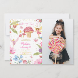 Editable Golden Fairy Birthday Foto Einladung