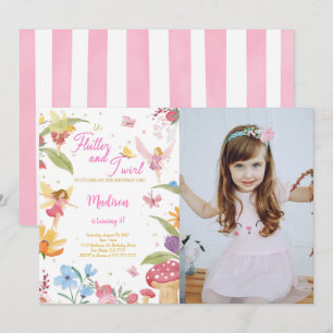 Editable Golden Fairy Birthday Party Foto Einladung