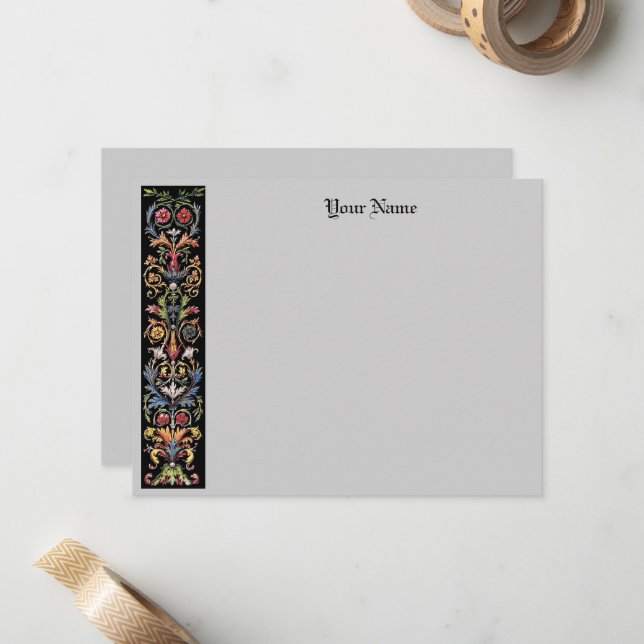 Editable gotische Floral Illuminiert mittelalterli Mitteilungskarte (Vorderseite/Rückseite Beispiel)