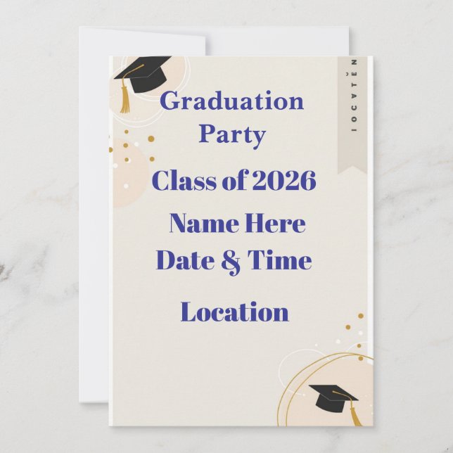 Editable Graduation Invitation 7x5 – Minimal Horiz (Devant)