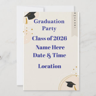 Editable Graduation Invitation 7x5 – Minimal Horiz Feiertagskarte