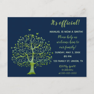Editable Green Family Tree Adoption Einladung