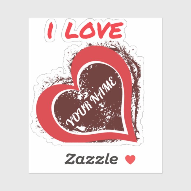 Editable Grunge Heart Love Design – Add Your Own T Aufkleber (Blatt)