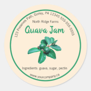 Editable Guava Jam Label Runder Aufkleber