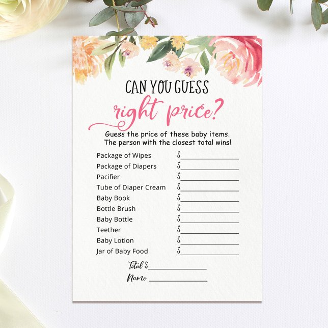 Editable Guess right price game Baby Shower Card Einladung (Von Creator hochgeladen)